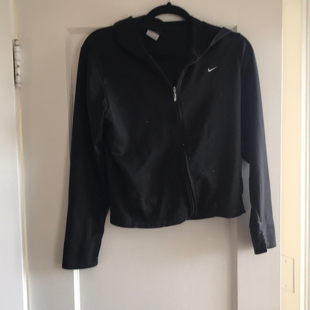Nike Black Bomber Jacket with High Collar and Asymmetrical Zipper